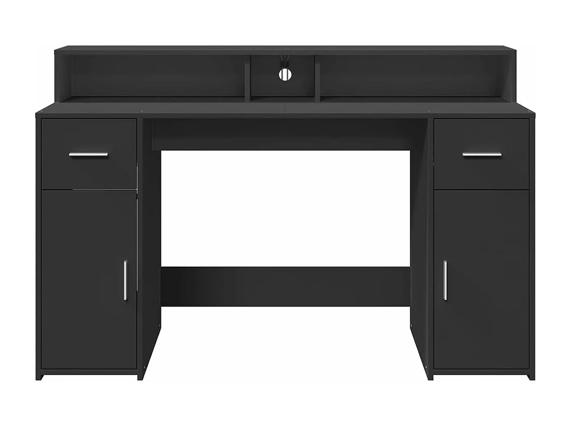 Scrivania con Luci LED Nera 140x55x91 cm in Legno Multistrato