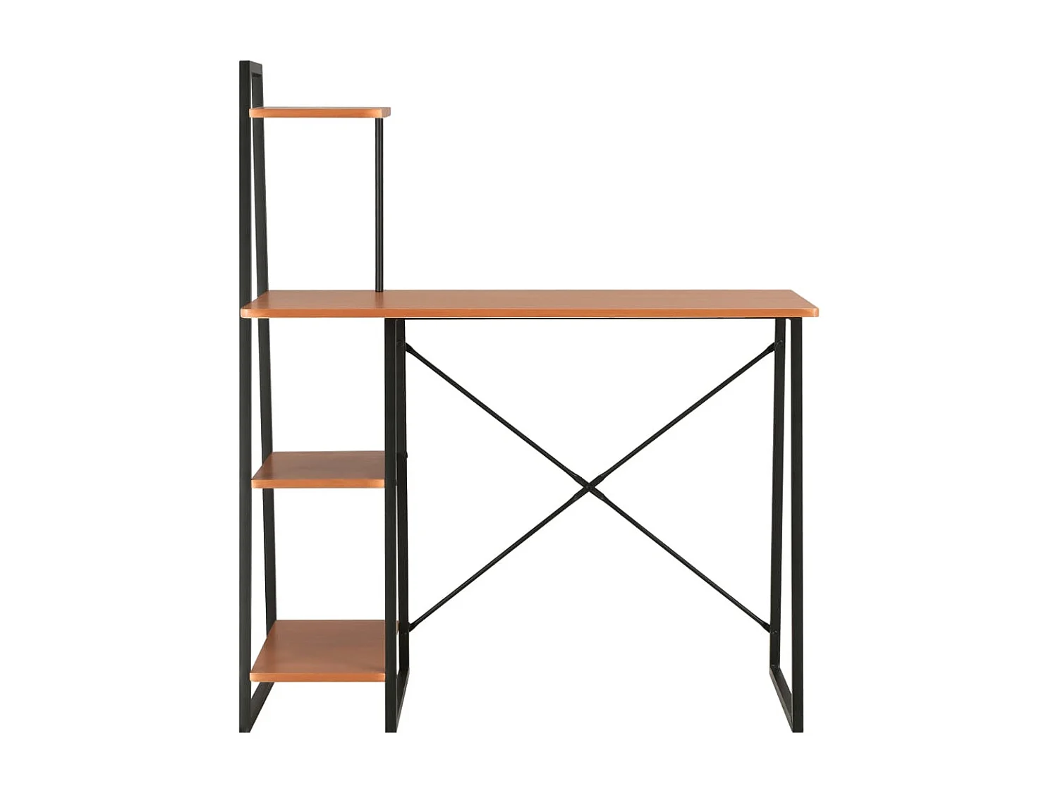 Bureau avec étagère Noir et marron 102x50x117 cm