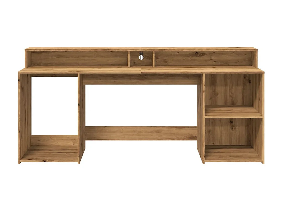Bureau avec lumières LED chêne artisanal bois d'ingénierie