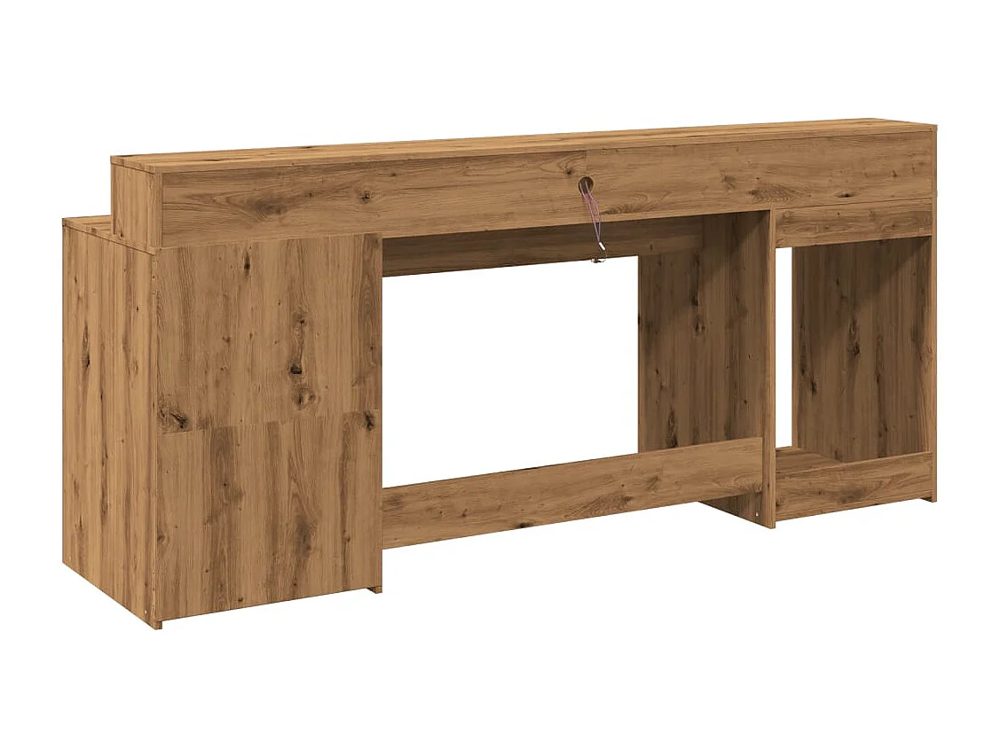 Bureau avec lumières LED chêne artisanal bois d'ingénierie