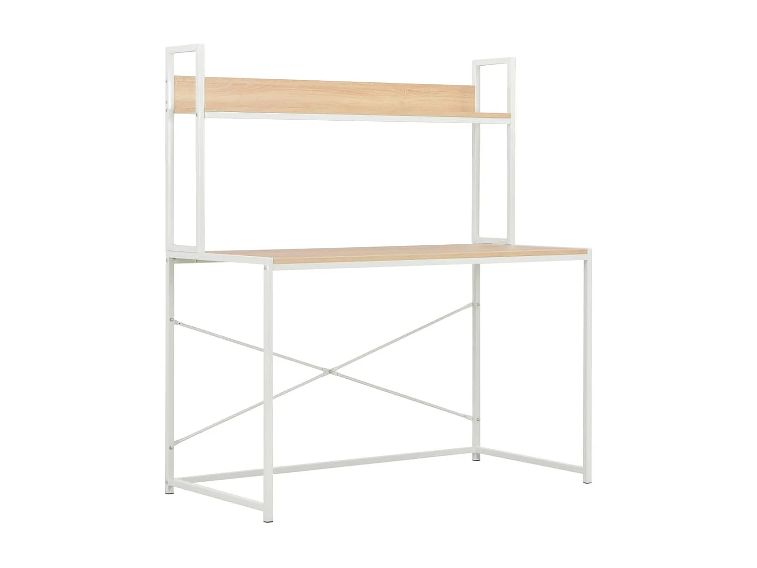 Bureau d'ordinateur Blanc et chêne 120 x 60 x 138 cm
