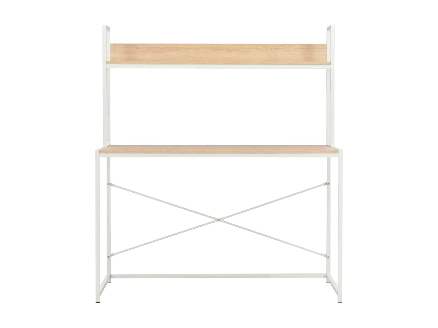 Bureau d'ordinateur Blanc et chêne 120 x 60 x 138 cm