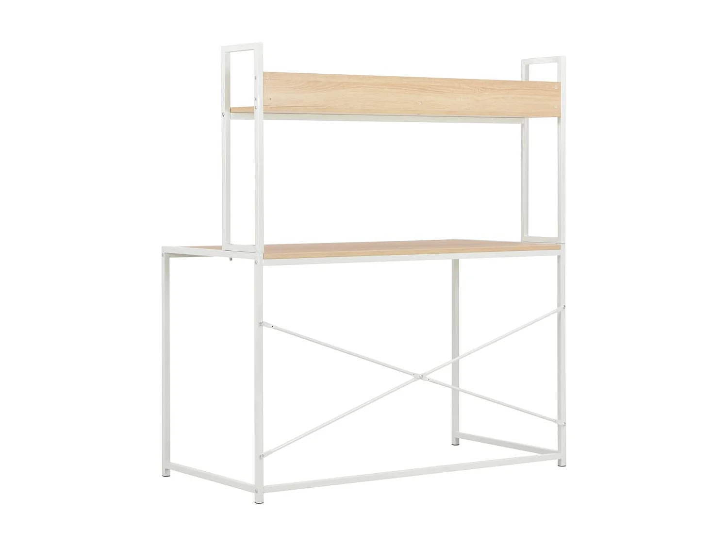 Bureau d'ordinateur Blanc et chêne 120 x 60 x 138 cm