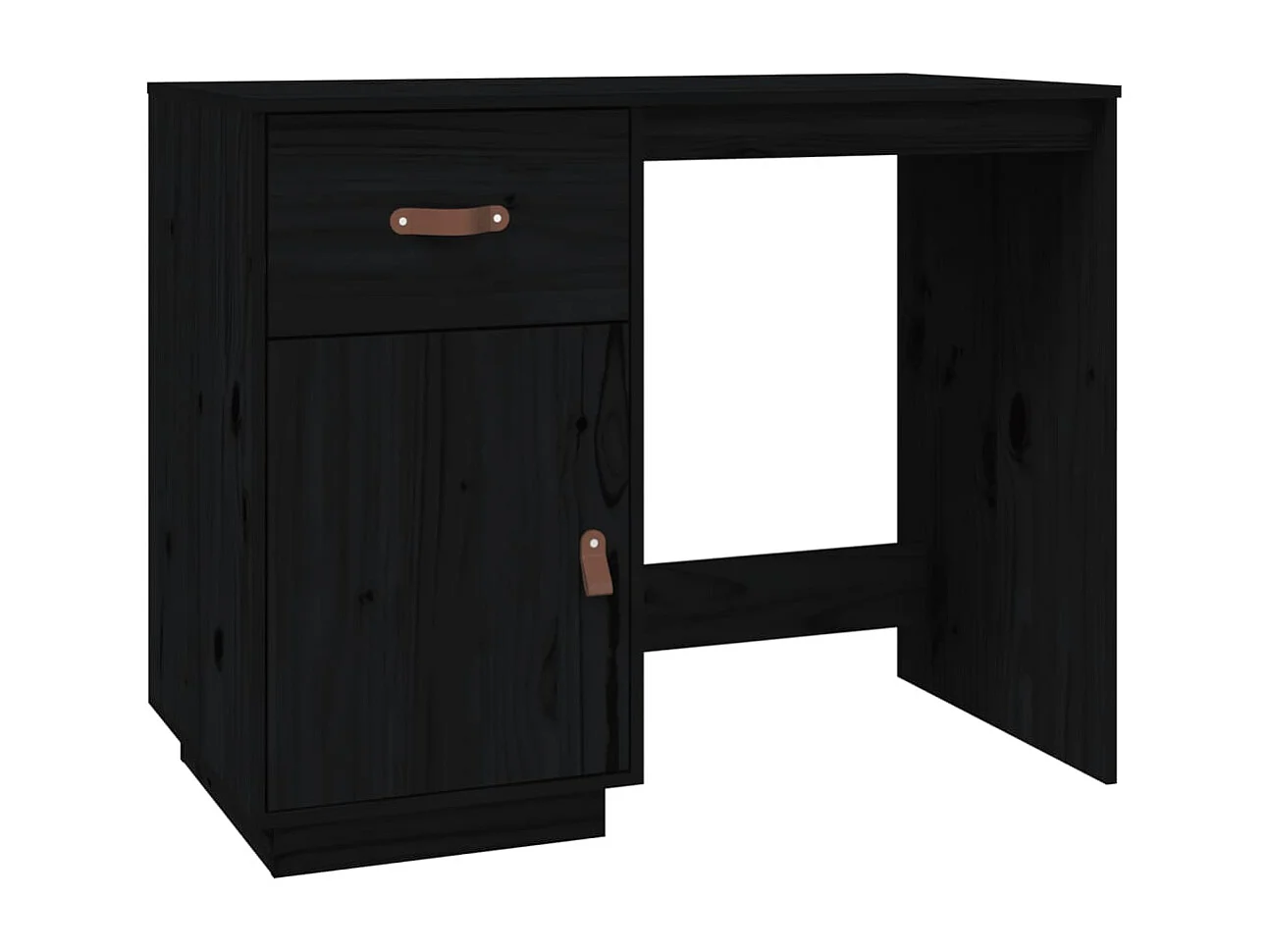 Bureau Noir 95x50x75 cm Bois massif de pin