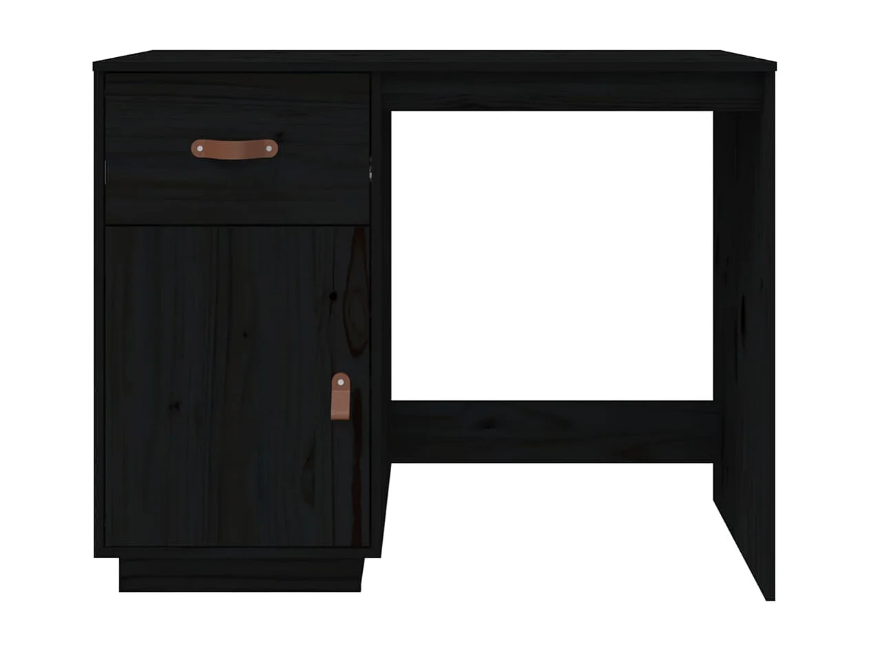 Bureau Noir 95x50x75 cm Bois massif de pin
