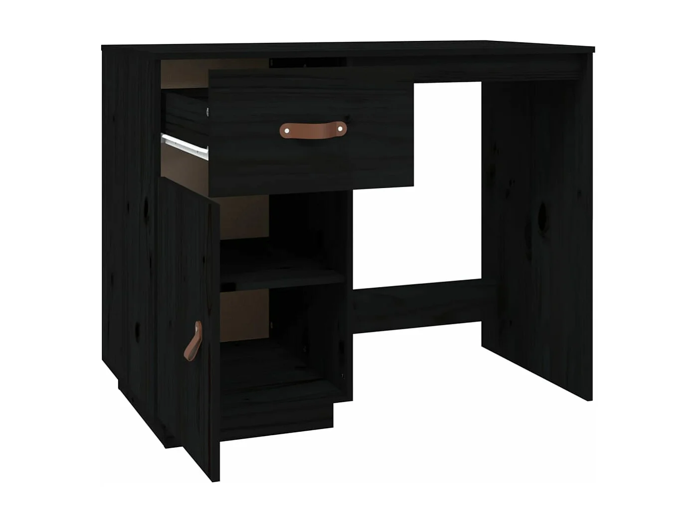 Bureau Noir 95x50x75 cm Bois massif de pin