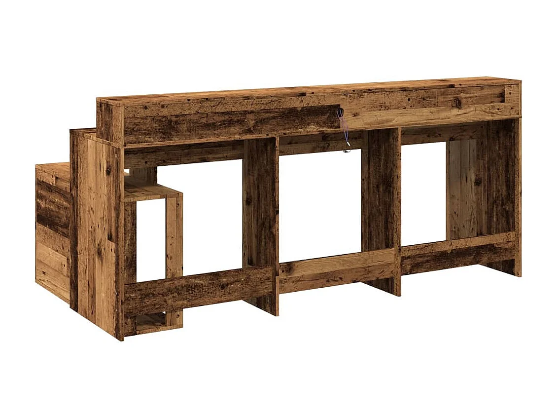 Bureau avec lumières LED vieux bois bois d'ingénierie