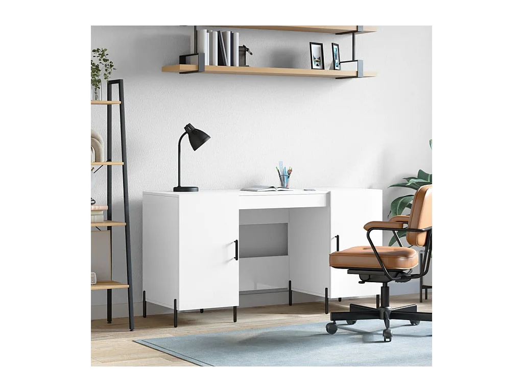 Bureau Blanc brillant 140x50x75 cm Bois d'ingénierie