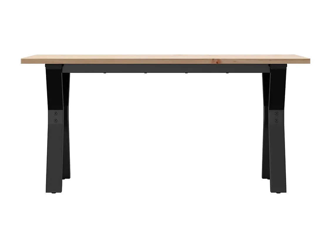 Mesa de centro marco Y madera maciza pino y acero 100x50x45 cm