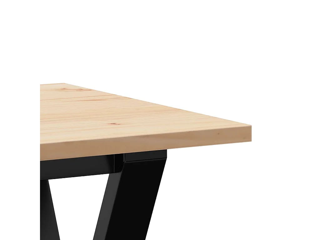 Mesa de centro marco Y madera maciza pino y acero 100x50x45 cm