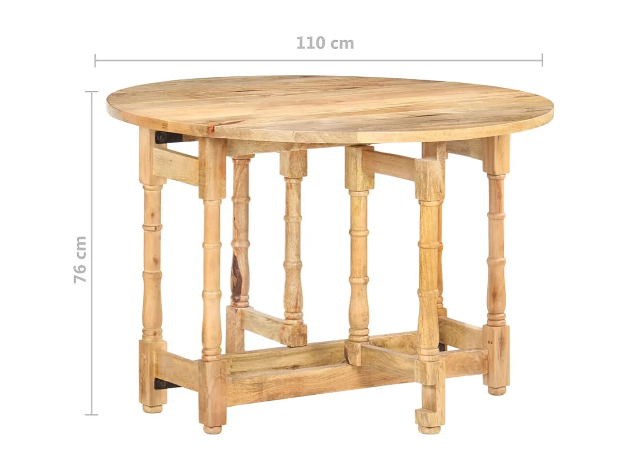 Table à manger Rond 110x76 cm Bois de manguier massif