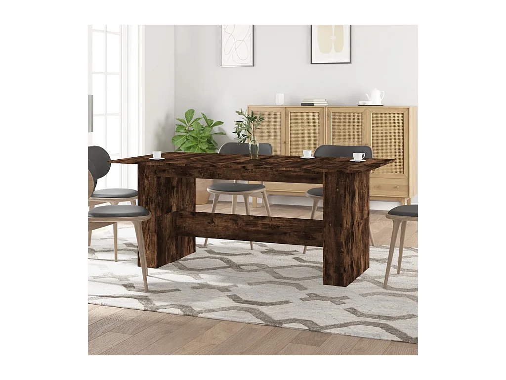 Table à dîner chêne fumé 180x90x76 cm bois d'ingénierie