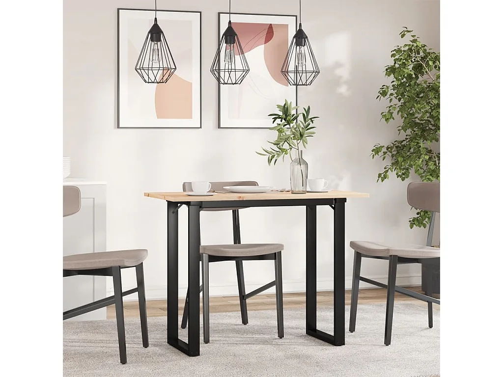 Table à manger cadre en O 100x50x75 cm bois de pin massif acier