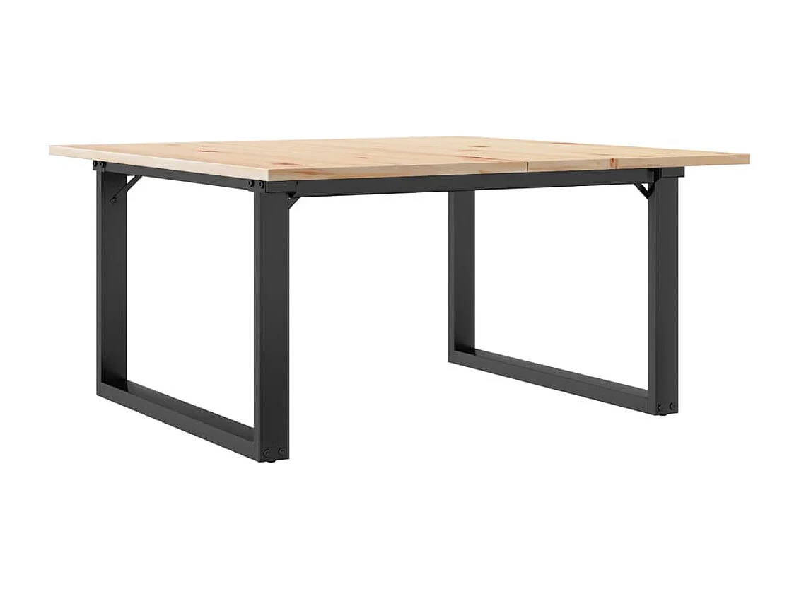 Couchtisch O-Gestell 90x90x45cm Massivholz Kiefer und Gusseisen
