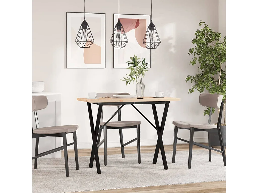Mesa de jantar estrutura em X 100x50x75,5cm pinho/ferro fundido