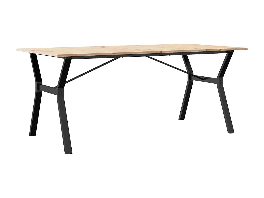 Tavolo da Pranzo Telaio a Y 180x90x75 cm Legno Pino e Acciaio
