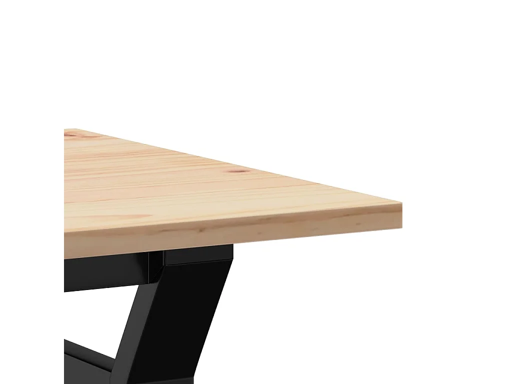 Couchtisch Y-Gestell 80x50x40cm Massivholz Kiefer und Gusseisen