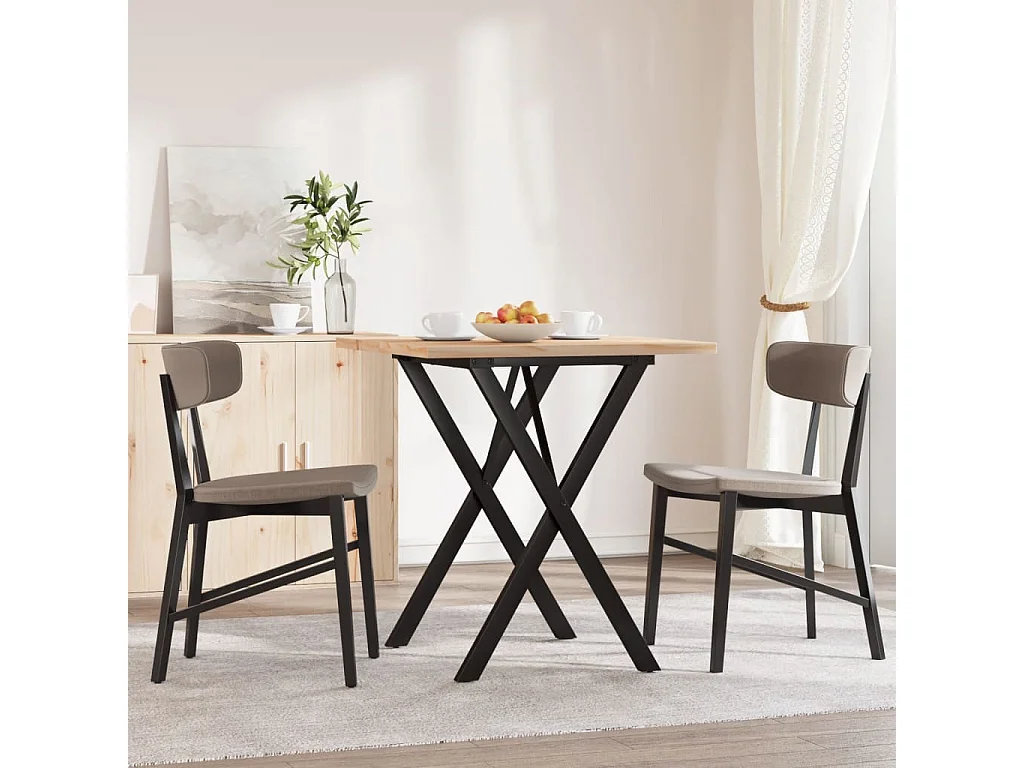 Tavolo da Pranzo Telaio a X 70x70x75,5 cm Legno Pino e Acciaio
