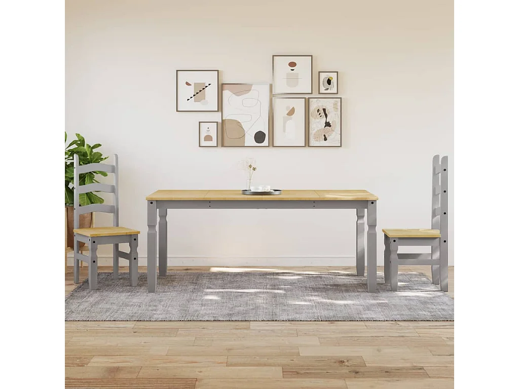 Table à manger Corona gris 180x90x75 cm bois massif de pin