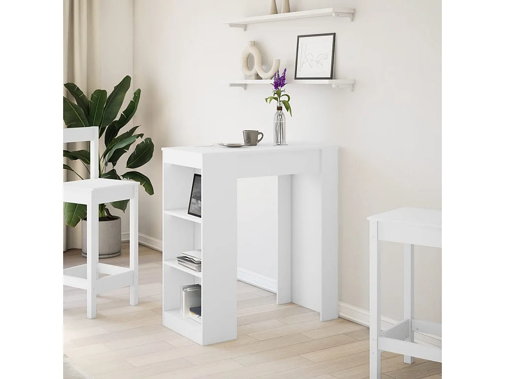 Bartisch mit Regal Weiß 95x47x103,5 cm Holzwerkstoff