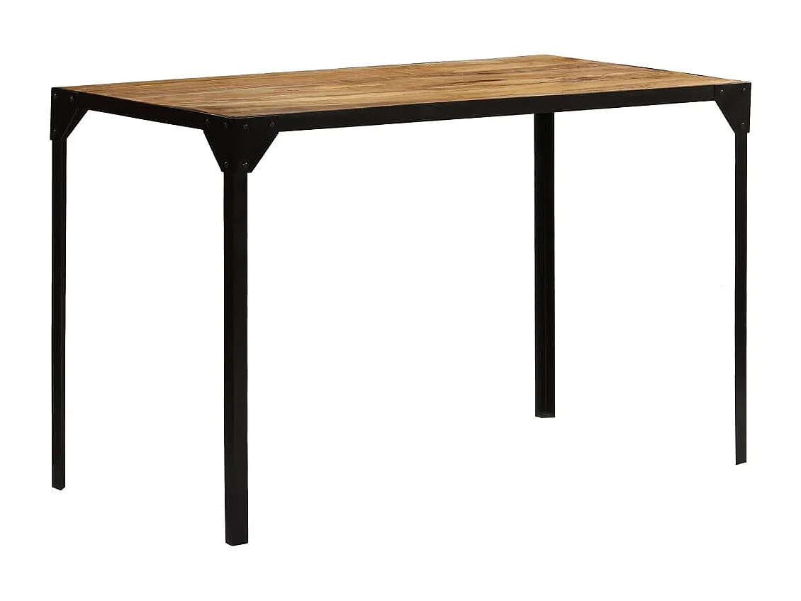 Table à manger Bois de manguier brut massif et Acier 120 cm