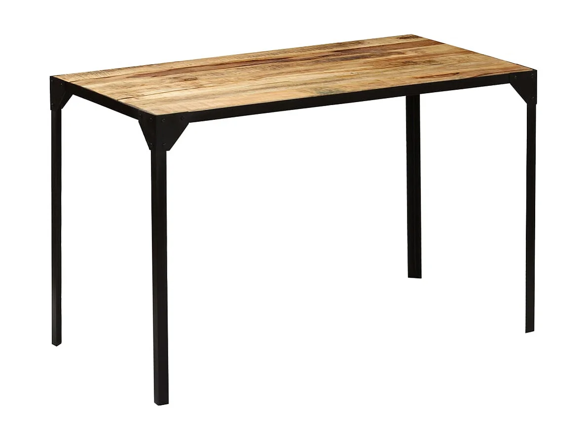 Table à manger Bois de manguier brut massif et Acier 120 cm