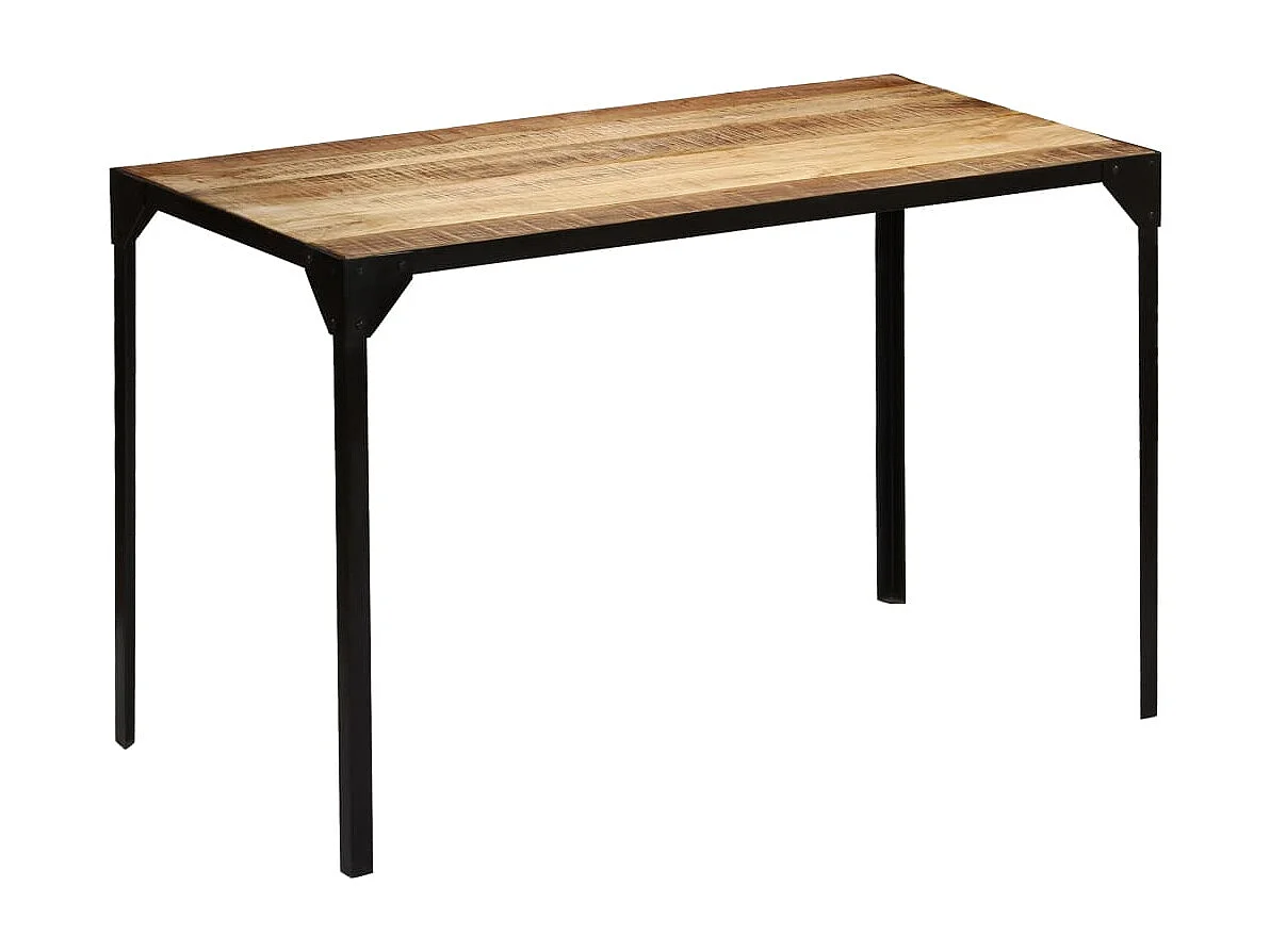 Table à manger Bois de manguier brut massif et Acier 120 cm