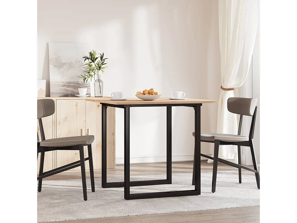 Table à manger cadre en O 90x90x75 cm bois de pin massif acier