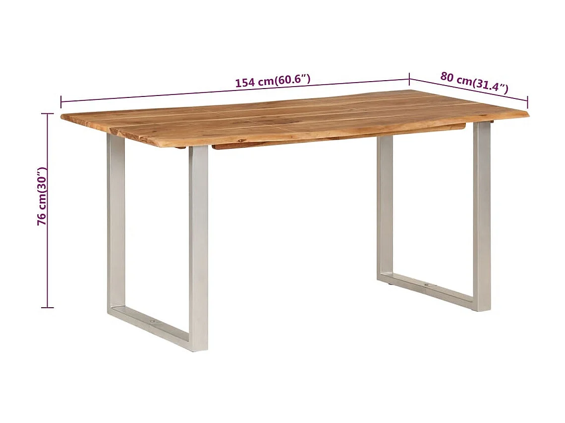 Table de salle à manger 154x80x76 cm Bois d'acacia solide