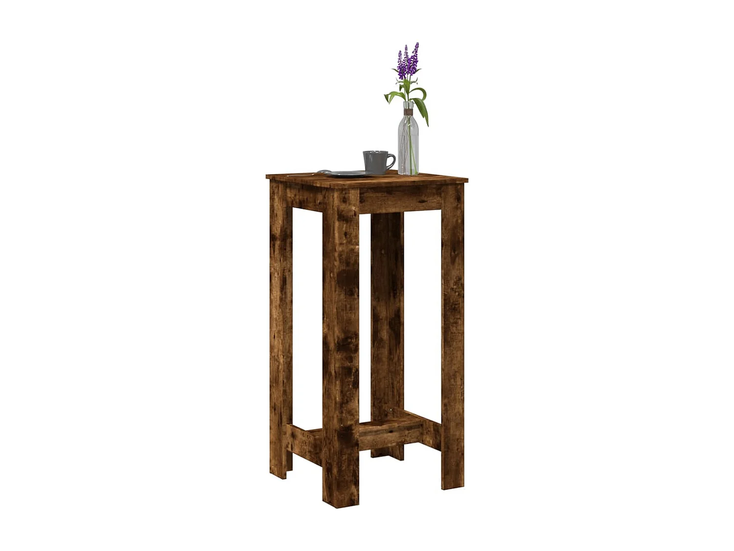 Mesa alta de bar madera ingeniería roble ahumado 51x50x103,5 cm