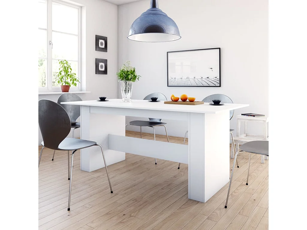 Mesa de comedor de madera de ingeniería blanco 180x90x76 cm