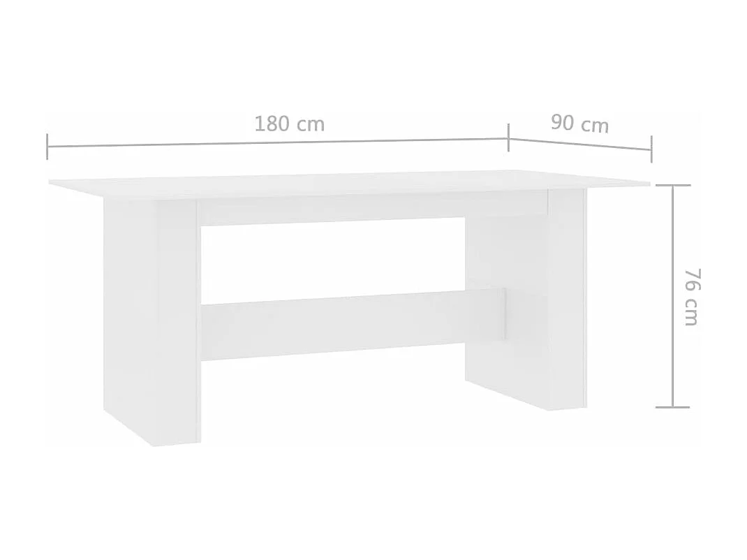 Mesa de jantar 180x90x76 cm derivados de madeira branco
