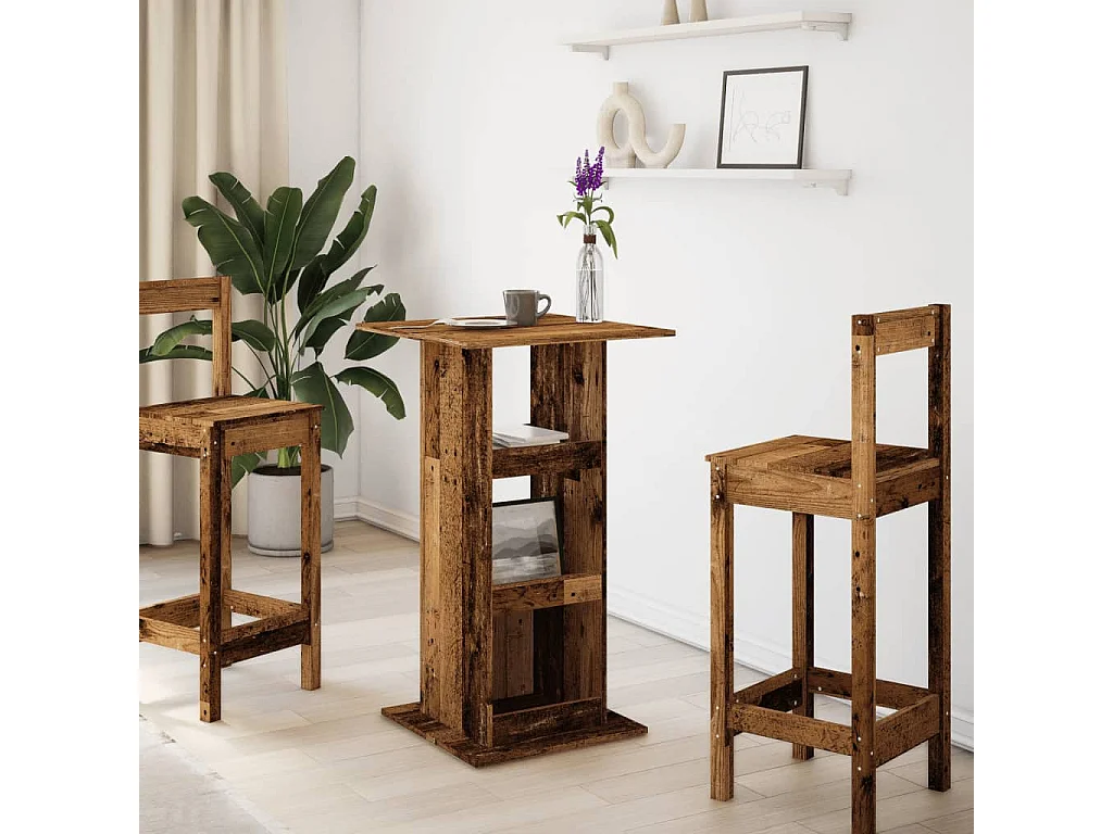 Table de bar avec rangement vieux bois bois d’ingénierie