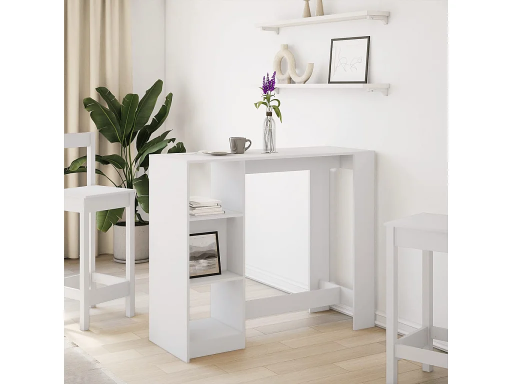 Tavolo Bar con Ripiano Bianco 124x46x103,5 cm in Truciolato