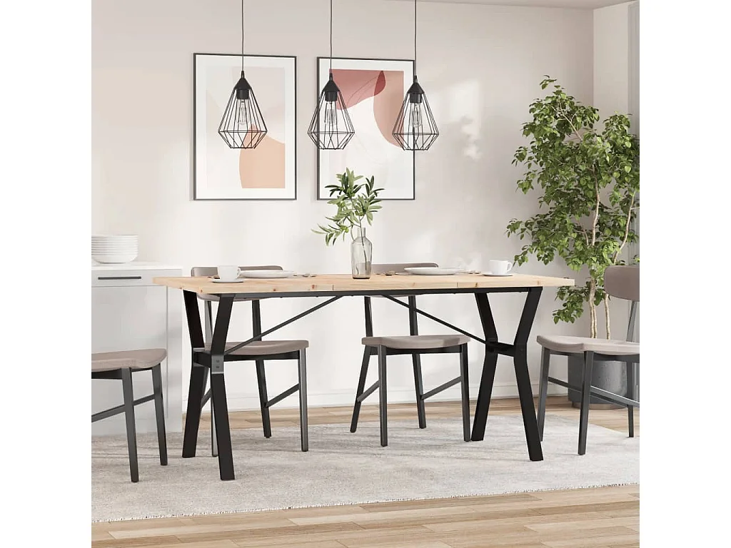 Table à manger cadre en Y 160x80x75,5 cm bois pin massif acier