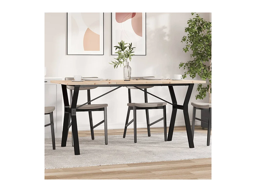 Esstisch Y-Gestell 160x80x75,5 cm Massivholz Kiefer & Gusseisen