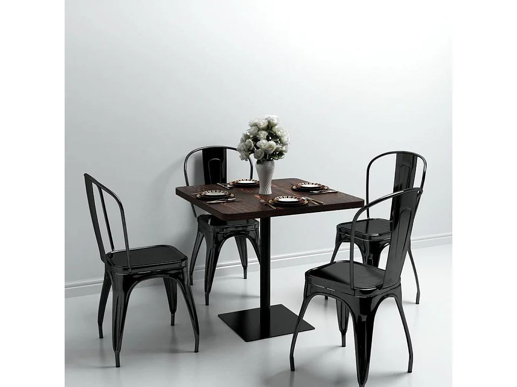 Bistrotafel vierkant 80x80x75 cm MDF en staal donker essenkleur