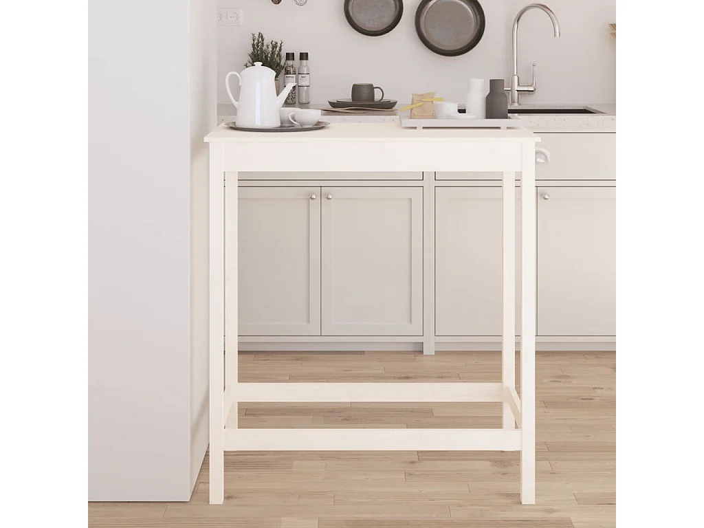 Mesa alta de bar madera maciza de pino blanco 100x50x110 cm