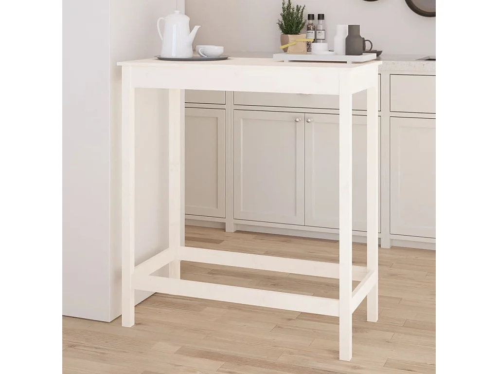 Mesa alta de bar madera maciza de pino blanco 100x50x110 cm