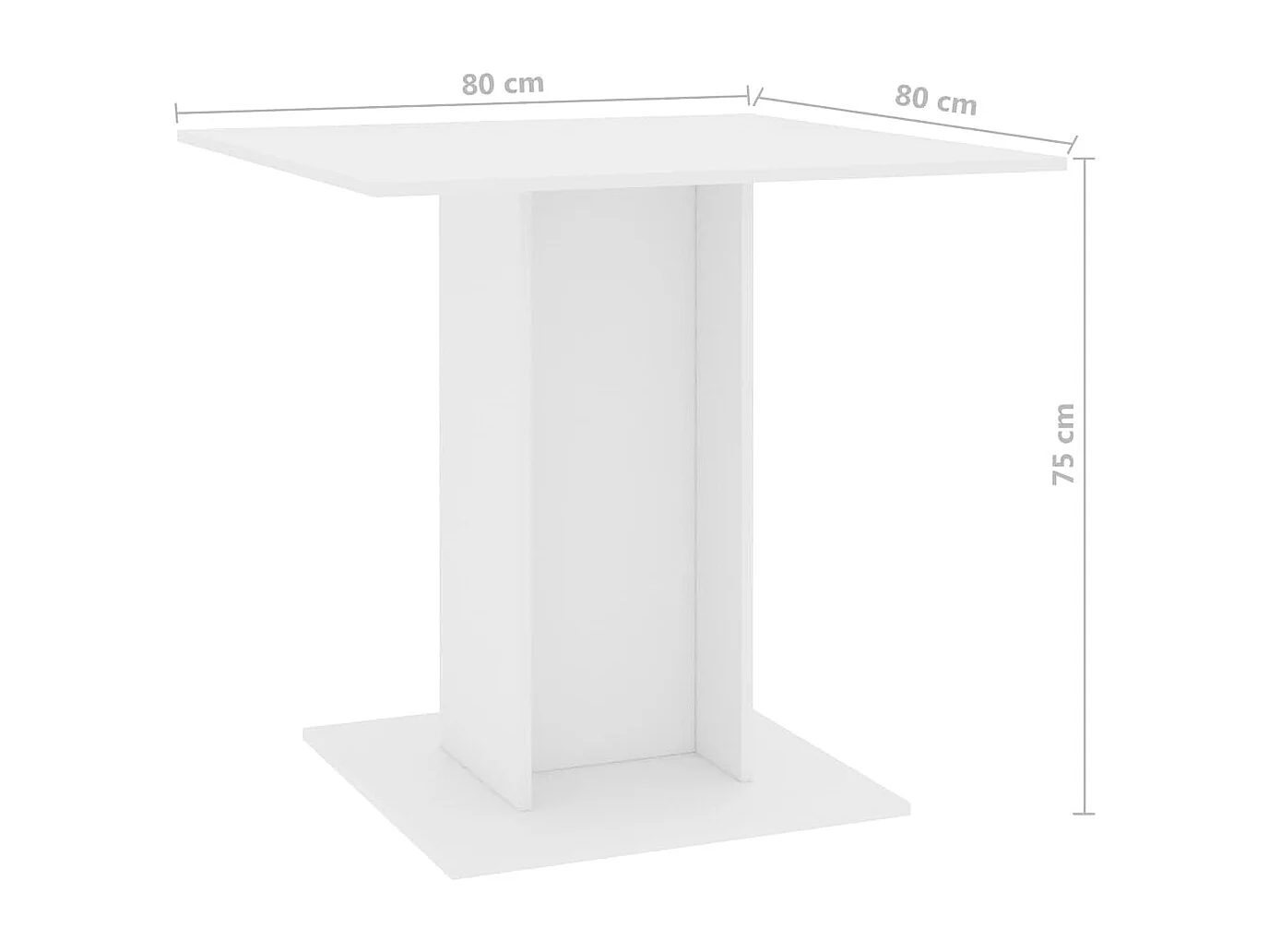 Tavolo da Pranzo Bianco 80x80x75 cm in Legno Multistrato