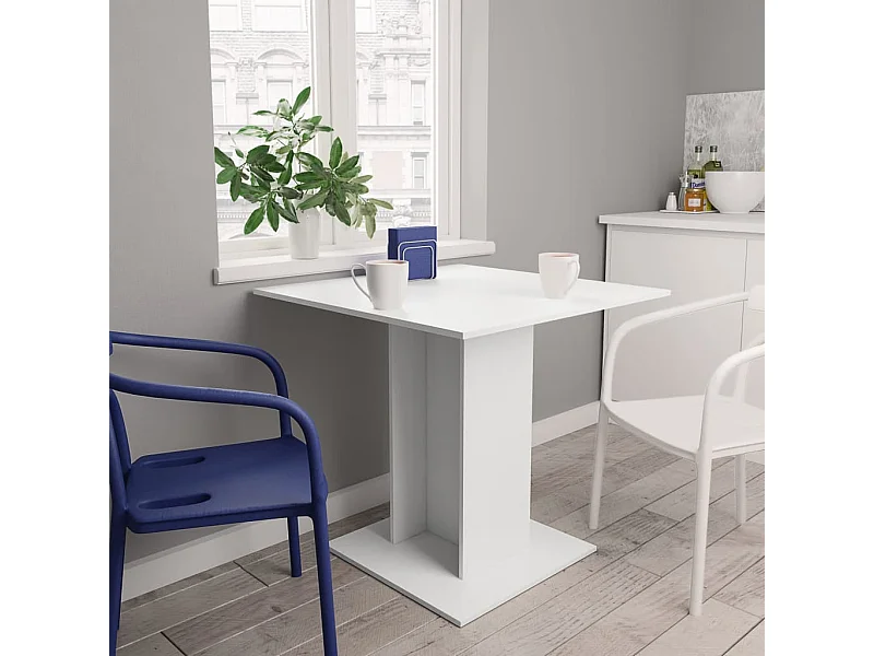 Table à manger Blanc 80x80x75 cm bois d'ingénierie