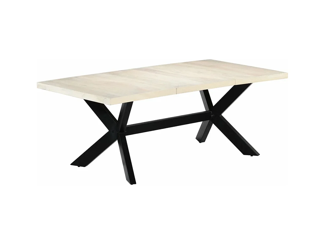 Table de salle à manger Blanc 200x100x75cm Bois manguier massif