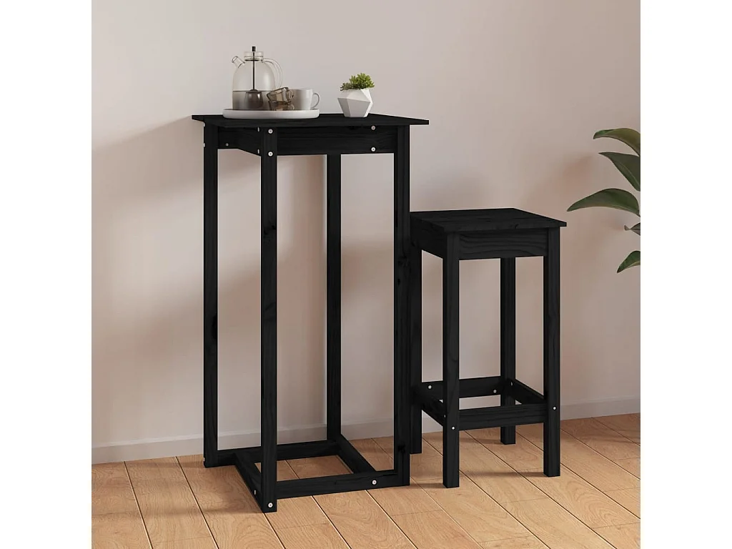 Table de bar Noir 60x60x110 cm Bois massif de pin