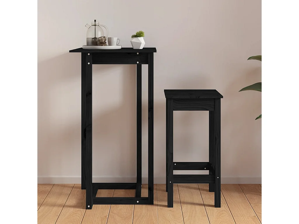 Table de bar Noir 60x60x110 cm Bois massif de pin
