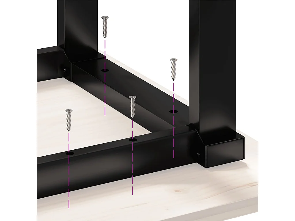 Table basse cadre en O 90x40x45,5cm bois de pin massif et acier