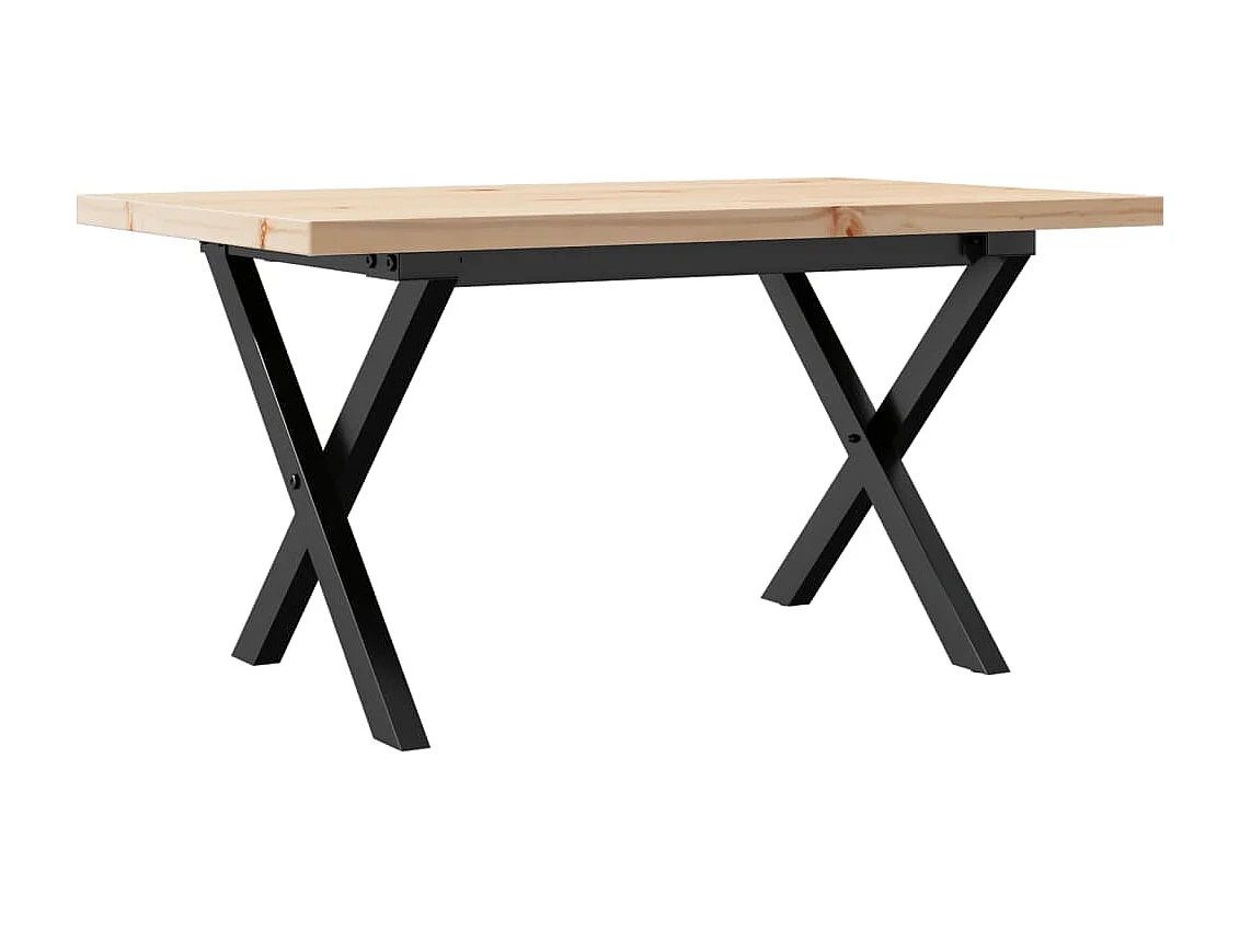 Table basse cadre en X 80x50x40,5cm bois de pin massif et acier