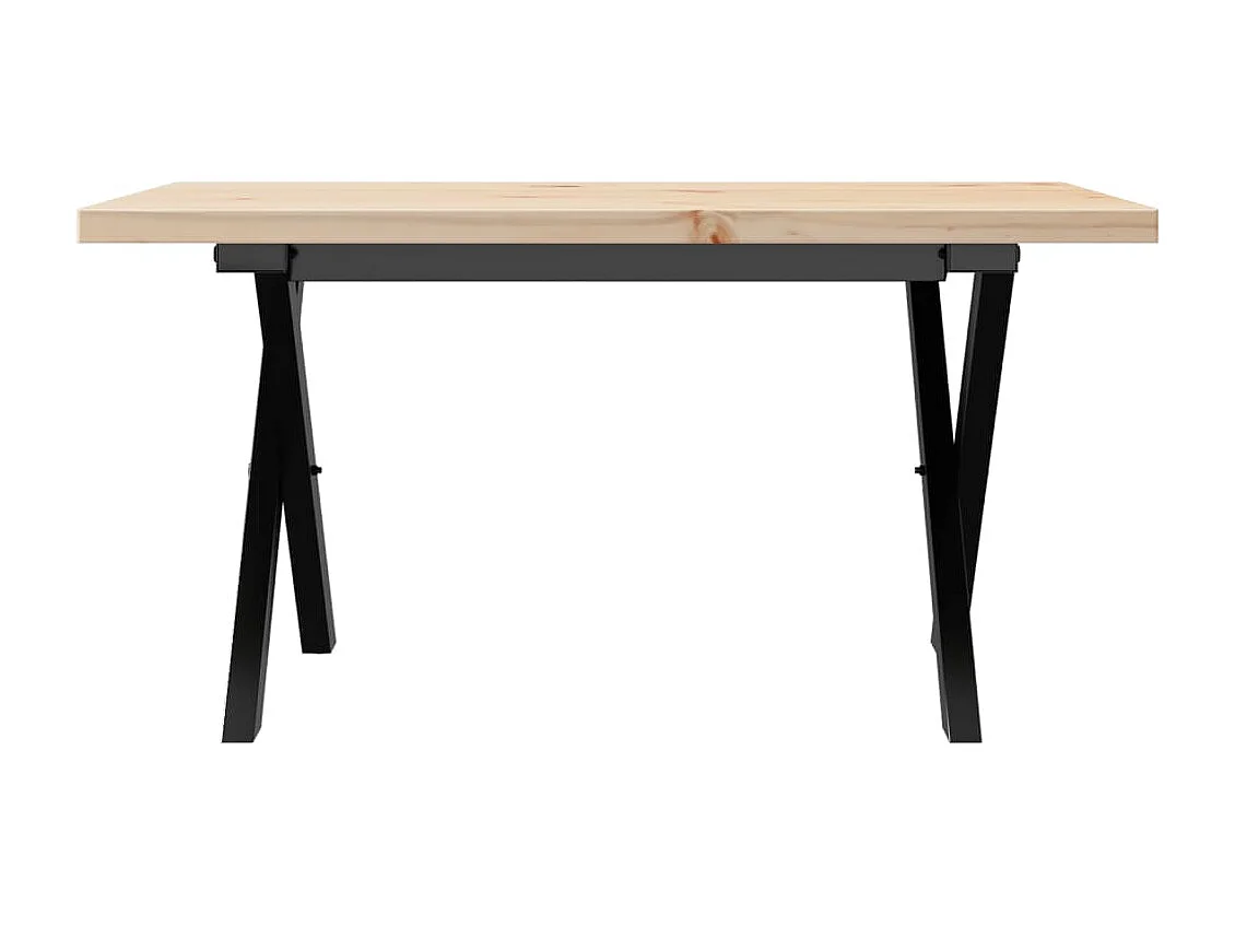 Table basse cadre en X 80x50x40,5cm bois de pin massif et acier