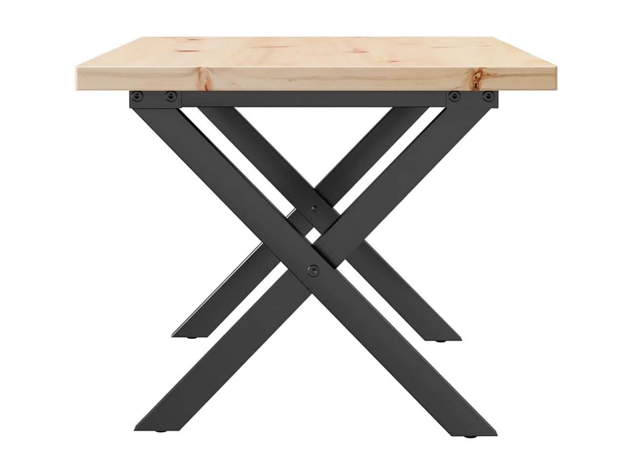 Table basse cadre en X 80x50x40,5cm bois de pin massif et acier