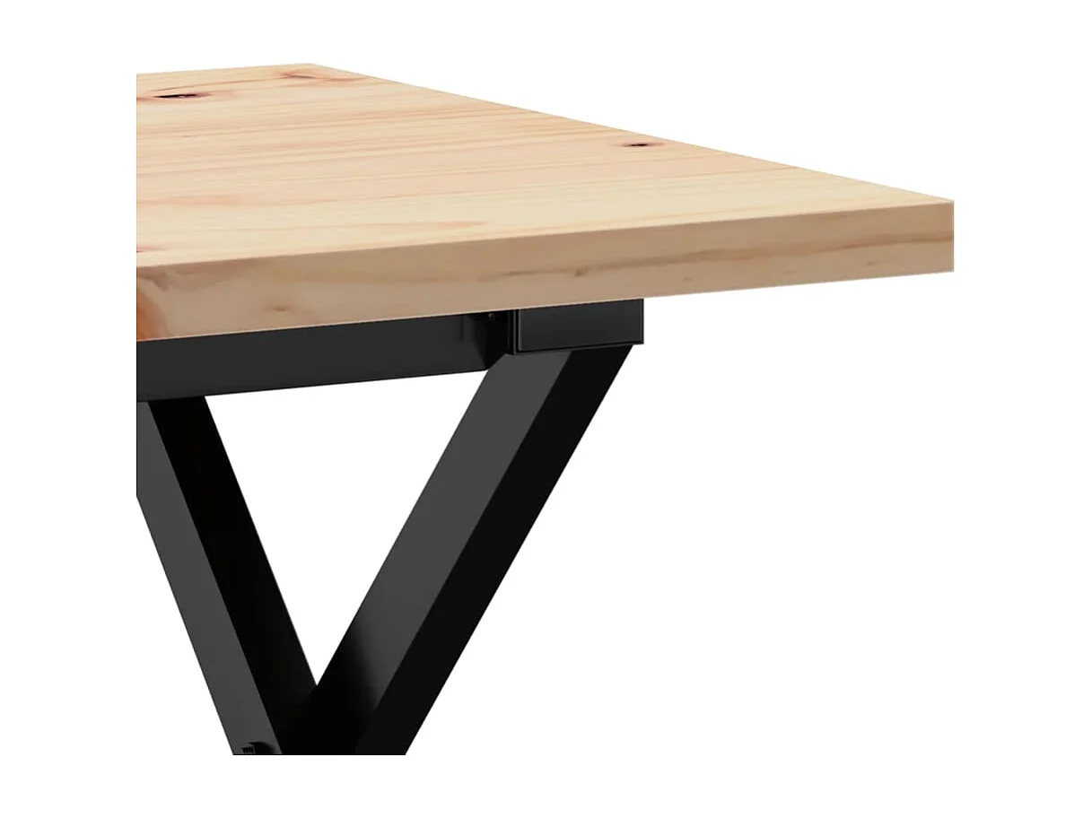 Table basse cadre en X 80x50x40,5cm bois de pin massif et acier