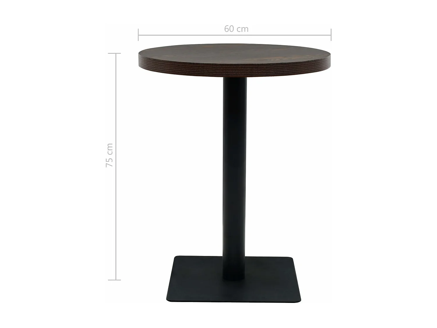 Table de bistro MDF et acier Rond 60 x 75 cm Frêne foncé